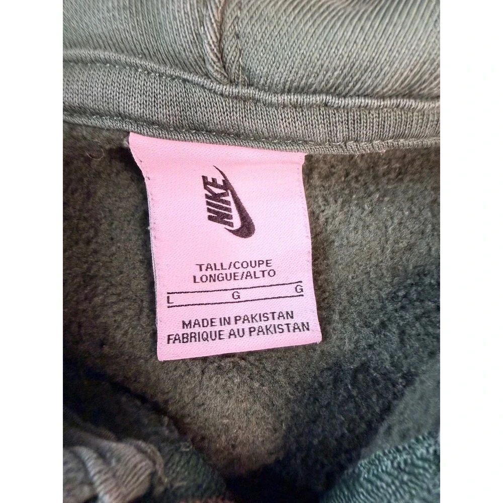 Nike‎ Zip Up Hoodie Mens Large Tall Green Fleece Sweatshirt Embroidered Swoosh L